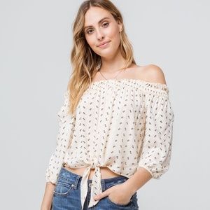 Mimi Chica Tie Front Triangle Print Top